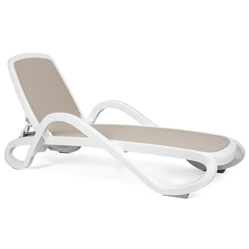 QUAWE dış mekan mobilyası veranda katlanır beyaz plaj şezlongu ayarlanabilir ABS plastik havuz plaj yalancı sandalye