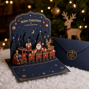 Carte de vœux de Noël pop-up en papier, boîte 3D en papier, Père Noël, Casse-Noisette, Renne, avec enveloppe pour cadeau de saison - Product Image 2