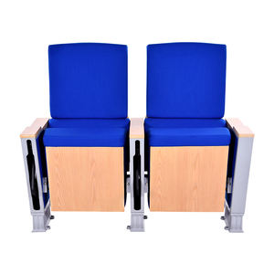 Fauteuils d'auditorium en bois <span class=keywords><strong>de</strong></span> Chine avec dossier en bois et tissu bleu foncé pour <span class=keywords><strong>cinéma</strong></span> VIP et théâtre - Product Image 3