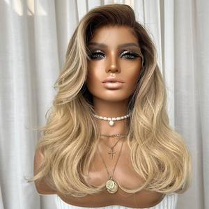 Perruque Balayage Blond Cendré avec Mèches, Cheveux Humains Ondulés, Perruque Sans Colle 5x5 en Dentelle, Perruque Pré-décolorée Blonde 613 Sans Colle, Fournisseur - Product Image 1