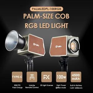 TOLIFO PL-100RGB 100W RGB LED 비디오 라이트 콘텐츠 크리에이터 Vlogger 비디오 사진 촬영을위한 휴대용 COB 연속 조명