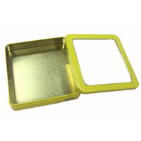 Boîte en fer blanc carrée personnalisée de qualité alimentaire en gros, emballage cadeau métallique avec fenêtre pour bijoux, cosmétiques, pilules et bonbons