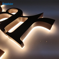 Enseigne lumineuse LED flottante personnalisée en acrylique avec rétroéclairage halo et kit de montage complet souple pour hall d'exposition, bureau, hall d'entrée