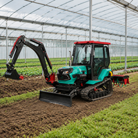 Tracteur à chenilles multifonctionnel 50 CV certifié CE, avec rotoculteur et chenilles en caoutchouc, idéal pour vergers et serres - Vente chaude