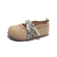 Nouveautés printemps-automne, chaussures pour enfants, filles, semelles souples, décoration en perles, ballerines, style décontracté tendance