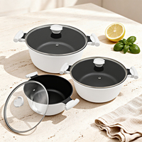 Ensemble de casseroles antiadhésives OEM modernes et durables de 20/24/28 cm en aluminium moulé sous pression, compatibles induction