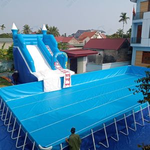 Inflatable Water Park <b>Slide</b> Pool Combo <b>Large</b> Air Mattress Water <b>Slide</b> Castle Style for Outdoor Events - Product Image 6