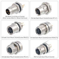 Connecteur étanche M8 à souder sur circuit imprimé, mâle/femelle, montage sur panneau avant/arrière, prise de terre 3, 4, 5, 6, 8 broches pour l'industrie de l'automatisation