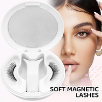 Lot de faux cils magnétiques souples en une seule pièce, effet vison, courbure C, avec colle, en boîte