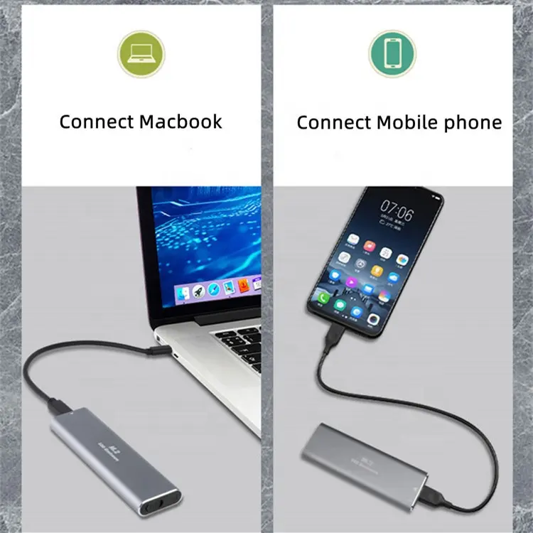 Алюминиевый USB3.1 кабель с разъемами типа C и M.2 NVME/SATA SSD контейнер под элемент питания 2 ТБ внешний жесткий диск коробка для Mac ПК чехол для мобильного телефона