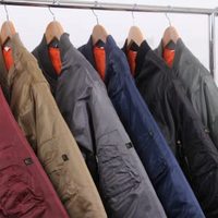 Nouvel approvisionnement chaud doux coton sergé Satin Bomber veste pour hommes vol décontracté hiver Style Long traitement livraison directe en gros