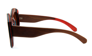 2025 recién llegado personalizado Eco reciclado madera polarizada cinco capas monopatín gafas de sol verde militar/S negro protección UV duradera - Product Image 3