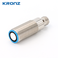 Sensor Jarak Ultrasonik KRONZ Industrial M18 NPN 0-10V, Rentang Deteksi 50-500mm, Sensor Proximitas Silinder Berulir