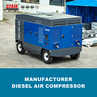 Compresseur d'air à vis à moteur diesel portable 1150 CFM/32.4 M3/Min 25 bar pour perceuses