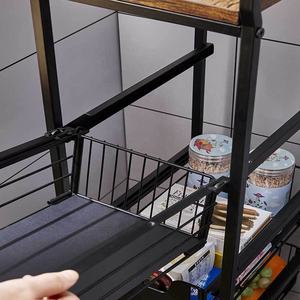 Pavimento multistrato con ruote portaoggetti per verdure in legno retrò cesto di frutta da <span class=keywords><strong>cucina</strong></span> tirare fuori organizzare carrello Snack - Product Image 3