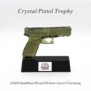 Elegante Soporte de Exhibición de Cristal Transparente para Pistola Hecho en EE. UU. Modelo 3D para Pistola <span class=keywords><strong>Glock</strong></span> G17 G19 G43X Venta al por Mayor Otras Artesanías de Cristal - Product Image 4