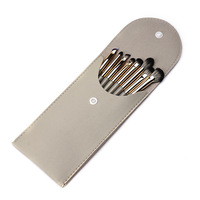 Ensemble de 8 pinceaux à paupières avec logo personnalisé, poils synthétiques gris, avec étui, OEM, pinceaux de maquillage professionnels pour les voyages