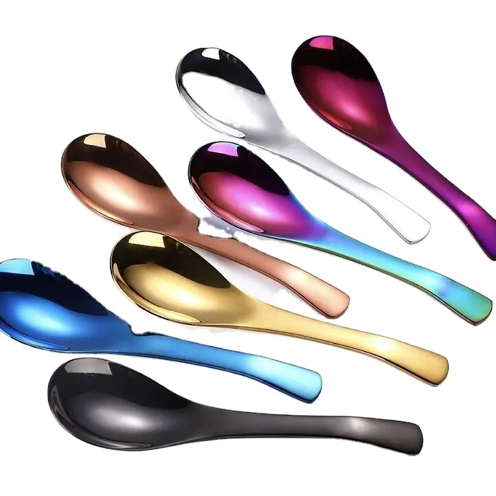 Thick Colorful Gold Rose Gold Black Blue Heavy-weight Stainless Steel Soup CoffeeTable Spoon