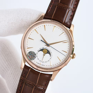 Reloj de Lujo Edición Personalizada 2026, Automático, con Fase Lunar, Fecha, Cristal de Zafiro, Caja Ultrafina de Oro Rosa de 40 mm, Correa de Cuero Marrón - Product Image 2