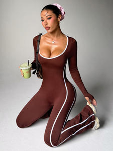 Roupas Esportivas Femininas Macacão de Yoga de Uma Peça Secagem Rápida Sem Costura Decote Ombro a Ombro Alça Fina Colorido - Product Image 6