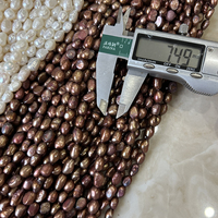 Perles d'eau douce baroques en vrac de 7-8 mm en brin, perles naturelles, disponibles en noir, café, gris, blanc, rose, violet