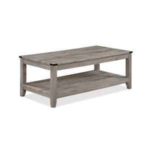 DB Rustic Gray Brown Wooden <b>Table</b> Top 3-Piece <b>Cocktail</b> Set Rectangular Coffee <b>Table</b> Two Matching Square End <b>Tables</b> Living Room - Product Image 2