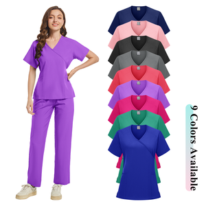 Conjuntos de Top y pantalones de Hospital de moda de alta calidad para mujer, uniforme de enfermería con logotipo personalizado, Spa médico, uniformes elásticos de 2 piezas - Product Image 1
