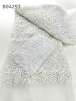 CHOCOO vente en gros 2025 dame robe perle dentelle tissu vert 3d broderie perlée dentelle tissu pour les femmes