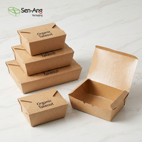 Contenants à emporter en papier kraft en gros, boîtes à salade jetables compostables, logo personnalisé, qualité alimentaire, respectueux de l'environnement