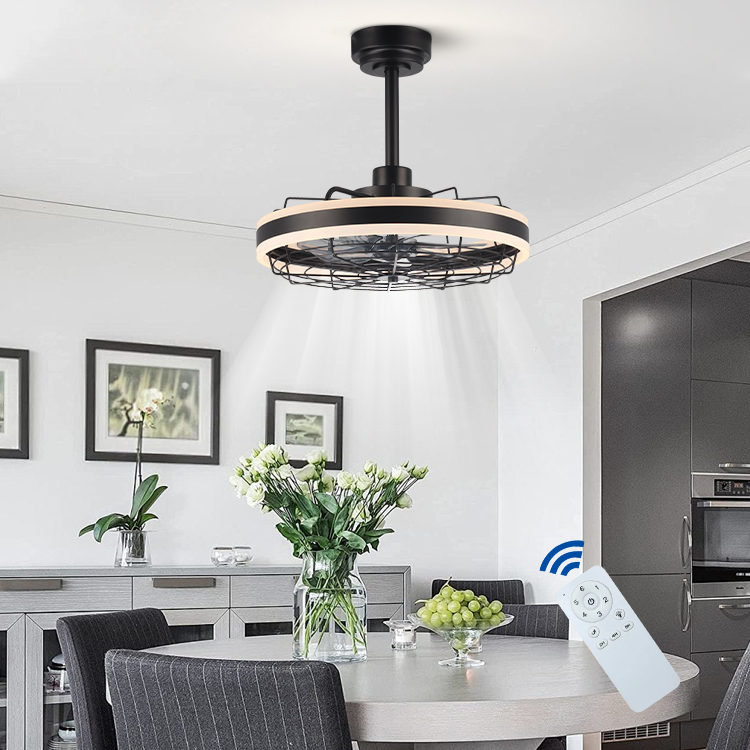 Hot-selling Retro Bedroom Living Room Remote Control Enclosed Led Ceiling Fan WIth Light