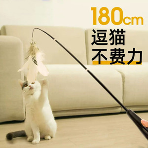 Jouets pour chats, jouets interactifs pour chats, longues baguettes avec plumes extensibles, têtes interchangeables, clochettes, cannes à pêche et un guide complet sur le thème des chats. - Product Image 3