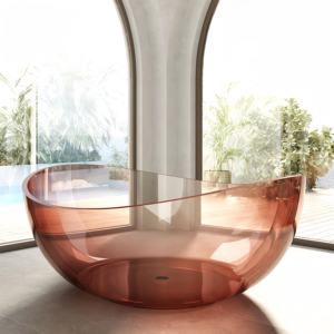 Neues Design Transparente Badewannen aus rotem Harz Moderne transparente Badewanne aus klarem Kristall Badewanne aus massivem Harz Sexy Badewannen - Product Image 1
