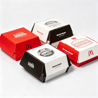Boîte à hamburger en papier kraft de qualité alimentaire avec logo personnalisé, résistante à la graisse, pour emporter, emballage de restauration rapide, boîte à hamburger avec couvercle