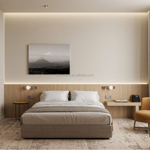 Modern Panel Hotel <b>Queen</b> King Bed Sets Complete Guest Bedroom Apartment Furniture <b>Bedding</b> Lounge Chair Side Table Durable - Product Image 2