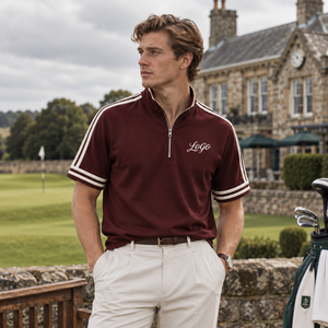 OEM/ODM High Quality 4/1 Zip <b>Men</b> Short Sleeve Quarter Zip Lightweight Stretch Resistant Custom Golf <b>Pullover</b> - Product Image 1