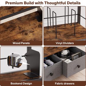 Étagère de rangement <span class=keywords><strong>pour</strong></span> <span class=keywords><strong>DVD</strong></span> <span class=keywords><strong>et</strong></span> disques vinyles, tour de rangement à 6 niveaux avec tiroirs <span class=keywords><strong>pour</strong></span> <span class=keywords><strong>CD</strong></span>, <span class=keywords><strong>DVD</strong></span>, albums, livres <span class=keywords><strong>et</strong></span> jeux - Product Image 5