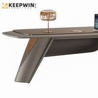 Bureau de luxe pour PDG Table de bureau de directeur Design moderne Mobilier de bureau en cuir marron Bureau de direction
