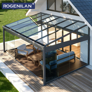 ROGENILAN Véranda moderne extérieure autoportante en aluminium et verre, résistante aux ouragans, avec double vitrage trempé, préfabriquée - Product Image 6