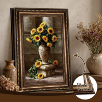 Tableau mural sur toile « Nature morte Tournesol » avec cadre baroque vintage, échantillons OEM/ODM prêts en moins d'une journée