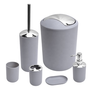 Gray Bathroom Decor Accessories 6 Piece Plastic Bathroom Accessories Set With Home Goods Bathroom Accessory