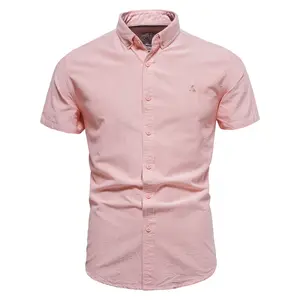 फैक्टरी अनुकूलित 2023 गर्मियों नई लघु आस्तीन बटन पुरुषों की शर्ट कपास फैशन आकस्मिक डिजाइनर शर्ट