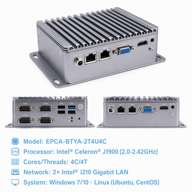 Fanless Industrial PC Intel Alder Lake N100 N150 N305 Dual 2.5GbE LAN RS485 GPIO X86 Mini PC Win10 Win11 Ubuntu