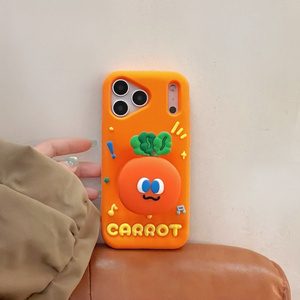 Phim Hoạt Hình Silicone Cà Rốt Đứng Điện Thoại Di Động Trường Hợp Đối Với iPhone 17 Không Khí 16 15 14 Pro Max Âm Nhạc Khung Dễ Thương Chủ Cao Su <span class=keywords><strong>Cover</strong></span> Quay Lại - Product Image 2