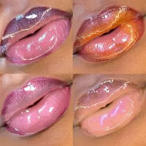 Biểu tượng tùy chỉnh Hữu Cơ nhãn hiệu riêng Plumping Lipgloss Giữ ẩm chất lỏng màu sắc rõ ràng thay đổi son bóng