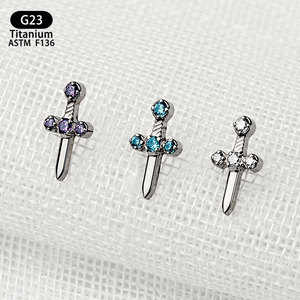 G23 titan mạ vàng Zircon vui vẻ Dao găm sụn Bông Tai đám cưới xuyên biên giới bán chạy nhất phong cách Ins - Product Image 1