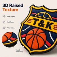 Patch sportif personnalisé en silicone souple 3D, imprimé, imperméable, thermocollant, avec tissu non-tissé pour vêtements, design en relief