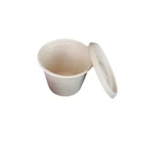 Hạ Môn 5Oz Evo Thân Thiện Phân Hủy Sinh Học Giấy Bao Bì Container Mía Bã Mía Dùng Một Lần Nước Sốt Cup Với Nắp