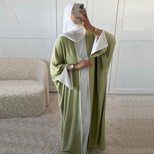 Của phụ nữ khiêm tốn handmade abaya với Ruffle tay áo Breathable Linen mắt cá chân Chiều dài lỏng phù hợp với mô hình rắn tất cả các mùa bán buôn - Product Image 4