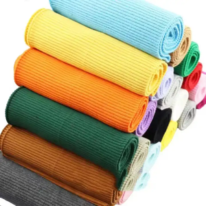 Puño de tela acanalada de punto a rayas personalizado 2X2 95% poliéster 5% Spandex tela acanalada para dobladillo de puños de tela - Product Image 3