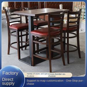 अमेरिकी विंटेज लोहे ठोस लकड़ी डाइनिंग टेबल आधुनिक बार बिस्ट्रो हाई फुट डिजाइन फैक्टरी थोक होटल रसोई के लिए - Product Image 5